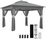 Outsunny Faltpavillon Ca. 3 X 3 M, Pavillon Mit Led, 4 Netzvorh&auml;ngen,...