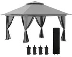 Outsunny Pavillon 4x4m Stabil Winterfest Pop-up Gartenpavillon Mit Doppeldach,...