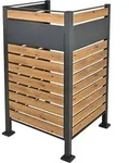 M&uuml;lltonnenzaun F&uuml;r 1 M&uuml;lltonne, Anthrazit-holzoptik, Aus Stahl, 91x91x150 Cm,
