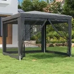 Partyzelt Mit 4 Mesh-seitenw&auml;nden Anthrazit 3x3 M Hdpe - Vidaxl