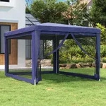 Partyzelt Mit 4 Mesh-seitenw&auml;nden Blau 3x4 M Hdpe - Vidaxl