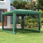 Vidaxl Party Tent With 4 Mesh Sidewalls Green 3x4 M Hdpe