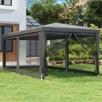 Partyzelt Mit 6 Mesh-seitenw&auml;nden Anthrazit 3x6 M Hdpe - Vidaxl