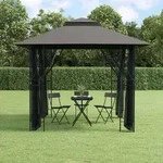 Pavillon Mit Seitenw&auml;nden Anthrazit 300x300x270 Cm Stahl - Vidaxl