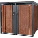 M&uuml;lltonnenbox 2er 2 Tonnen 240l, 132x80x116,3 Cm, Anthrazit-rostoptik,