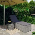 Vidaxl - Sonnenliege Mit Auflage Und Teetisch Poly Rattan Grau