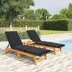 Vidaxl - Sonnenliegen Mit Auflagen 2 Stk. Poly Rattan Massivholz Akazie