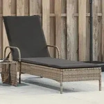 Sonnenliege Mit Rollen Und Auflage Grau Poly Rattan - Vidaxl