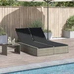 Doppel-sonnenliege Mit Kissen Hellgrau Poly Rattan - Vidaxl