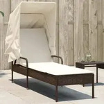 Sonnenliege Mit Dach Braun Poly Rattan - Vidaxl