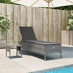 Sonnenliege Mit Tisch Und Auflage Grau Poly Rattan - Vidaxl
