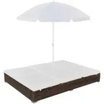 Outdoor-loungebett Mit Sonnenschirm Poly Rattan Braun - Vidaxl
