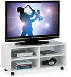 Relaxdays - Tv Board Mit 4 F&auml;chern, Mit Rollen, F&uuml;r Cds, Dvds & Konsole, Phonotisch