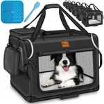 Hundebox Faltbar Schwarz (l 70x52x52cm) Inkl. Leckmatte, Spatel & Reflektoren