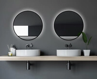 Black Hole Light Spiegel - Rund, 60 Cm - Runder Wandspiegel In Matt Schwarz -