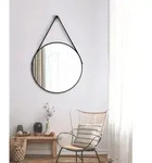 Black Style Badspiegel - Dekospiegel - Rund, 80 Cm - Badezimmerspiegel - Schwarz -