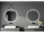 Talos Black Light Badspiegel - Dekospiegel - Rund, 80 Cm - Badezimmerspiegel Mit Led