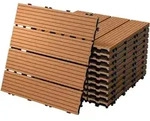 Ecd Germany Wpc Terrassenfliesen 30x30 Cm/11 Fliesen=1m2, Hellbraun Geriffelt,