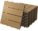 Ecd Germany Wpc Terrassenfliesen 30x30 Cm/55 Fliesen=5m2, Teak, Geriffelt, Holzoptik,