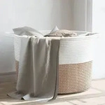 W&auml;schekorb Braun Und Wei&szlig; &Oslash;55x36 Cm Baumwolle Vidaxl