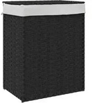 W&auml;schekorb Mit Deckel Schwarz 46x33x60 Cm Poly Rattan Vidaxl