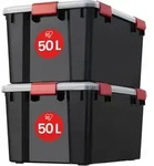 Luftdichte Kunststoff-aufbewahrungsboxen Mit Deckel, 50l, 2er-set, Schwarz,