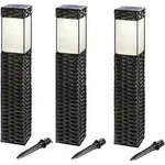 Technik@all - Buvtec '3er Set' Led Solar Standleuchtenset Rattan 3500 K