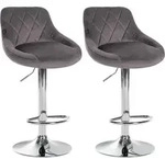 Clp - 2er Set Barhocker Lazio Samt Grau Chrom