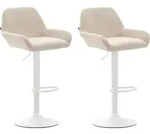 Clp - 2er Set Barhocker Braga Stoff Creme Wei&szlig;