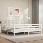 Massivholzbett Mit Kopfteil Wei&szlig; 200x200 Cm Vidaxl