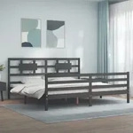 Massivholzbett Mit Kopfteil Grau 200x200 Cm Vidaxl