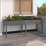 Vidaxl - Pflanzk&uuml;bel Mit Einsatz Grau 203x53x76 Cm Massivholz Tanne