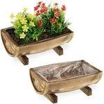 Relaxdays - Blumenkasten Holz, 2er Set Pflanzkasten, Hbt: 12,5 X 29,5 X 20 Cm, Au&szlig;en