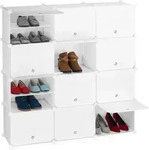 Relaxdays - Schuhschrank, 24 F&auml;cher Mit T&uuml;ren, Regalsystem F&uuml;r Schuhe, Kunststoff