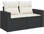 Gartensofa Mit Kissen 2-sitzer Schwarz Poly Rattan - Vidaxl