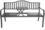 Buri - Metall-gartenbank Mit Integriertem Klapptisch 3-sitzer Sitzbank...