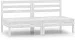 Vidaxl Garden Middle Sofas 2 Pcs White Solid Wood Pine