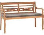 Batavia-bank Mit Dunkelgrauem Kissen 120 Cm Teak Massivholz Vidaxl
