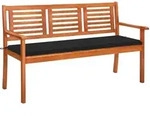 Vidaxl 3-seater Garden Bench With Cushion 150 Cm Solid Eucalyptus Wood