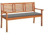 Vidaxl 3-seater Garden Bench With Cushion 150 Cm Solid Eucalyptus Wood