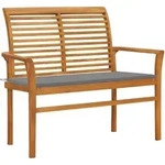 Vidaxl - Gartenbank Mit Grauer Auflage 112 Cm Massivholz Teak