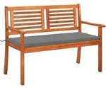 Vidaxl - 2-sitzer-gartenbank Mit Auflage 120 Cm Massivholz Eukalyptus
