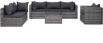 7-tlg. Garten-sofagarnitur Mit Polster&kissen Poly Rattan Grau Vidaxl
