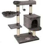 Lionto Kratzbaum 93 Cm Mit H&ouml;hle, Liegemulde, Spielball & Sisalst&auml;mmen, Kompakter
