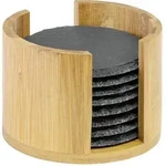 8 Naturschiefer-untersetzer, Rund, 10 Cm, In Bambusbox