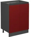 Vicco - K&uuml;chenunterschrank R-line, Rot, 60 Cm J-shape, Ohne Arbeitsplatte