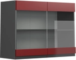K&uuml;chenglasschrank R-line, Rot, 80 Cm J-shape, Vicco