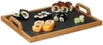 Relaxdays Serviertablett, Schieferplatte, 2 Henkel, Schiefer, Deko Accessoire,