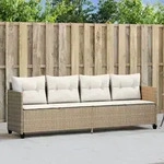 Sonnenliege Mit Kissen Beige Poly Rattan - Vidaxl