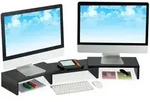 Relaxdays - Monitorst&auml;nder F&uuml;r 2 Monitore, Verstellbar, Ergonomisches Arbeiten,